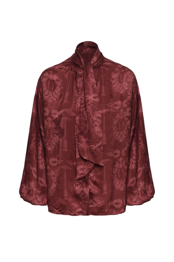 Simonetta Silk Jacquard Shirt / Wine